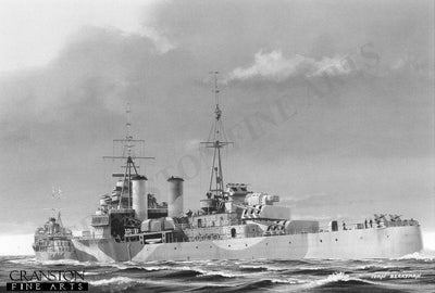 HMS Jamaica by Ivan Berryman. (B)