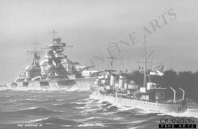 The Attack on the Admiral Hipper by HMS Glowworm by Ivan Berryman. (B)