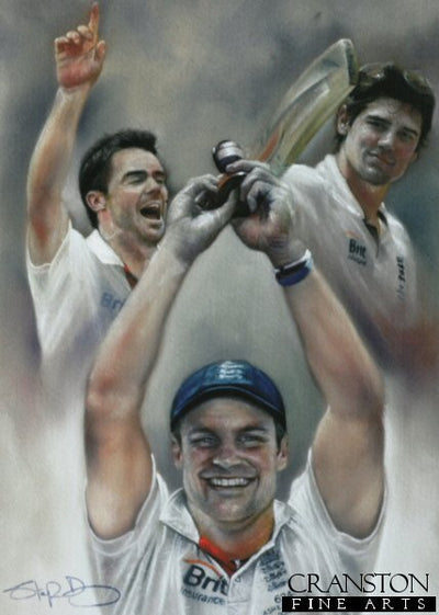 Three Lions 2010 Ashes - Strauss, Cook and Anderson by Stephen Doig.