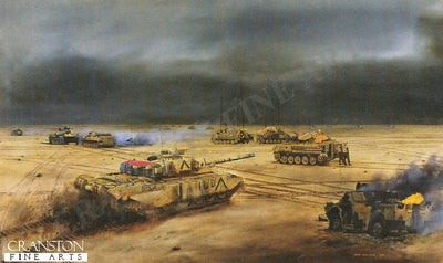 Headquarters 4th Armoured Brigade on Objective Copper South, Iraq 27th February 1991 by David Rowlands. (B)