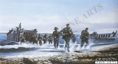 The Royal Marines Landing at San Carlos by David Rowlands.