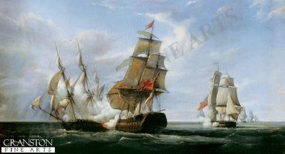 Combat Between HMS Tremendous and Connoniere, 21st April 1806 by Julien Pierre Gilbert. (B)