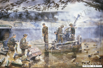 Light Gun of the 19th Regiment Royal Artillery in action, Mount Igman, Bosnia, 30th August 1995 by David Rowlands.
