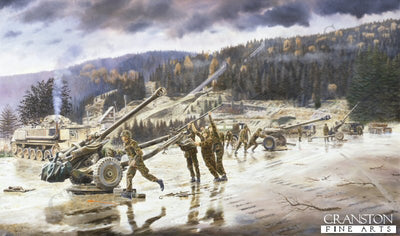 105mm Light Guns coming into action at Malopolje, Mount Igman, August 1995. 19th Regiment Royal Artillery. by David Rowlands.