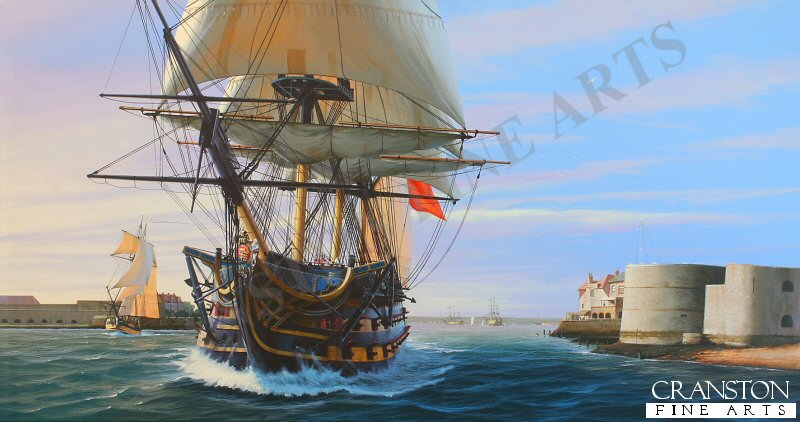 HMS Victory Departing Portsmouth by Ivan Berryman. (B)