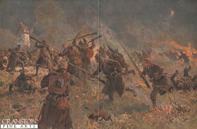 Nachtlicher Sturmangriff auf englische Schutzengraben an der Afer am 26 Oktober 1914 bei Langemarck.