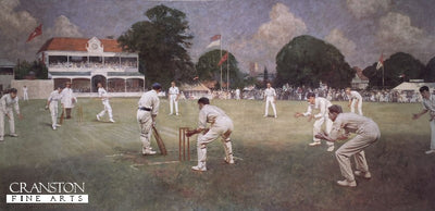 Kent v Lancashire at Canterbury, 1906 by Albert Chevallier Tayler.