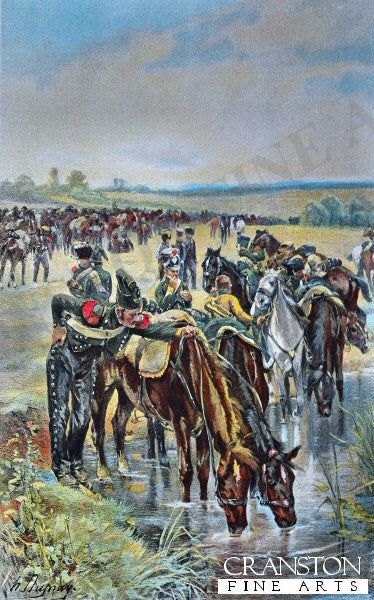 Colonel Castex Feeds The Horses Before A Charge by Henri Dupray (B)