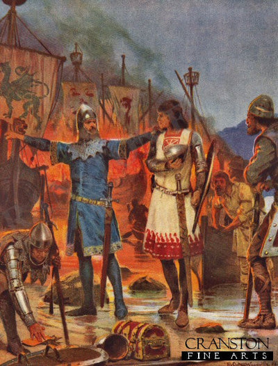 Fitz-Stephen Burns His Boats, 1169 by Richard Caton Woodville. (B)