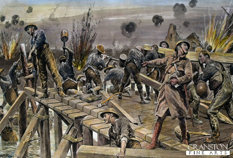 Building a Timber Bridge, Regardless of Bombs from German Aeroplanes by Richard Caton Woodville