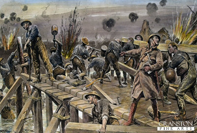 Building a Timber Bridge, Regardless of Bombs from German Aeroplanes by Richard Caton Woodville