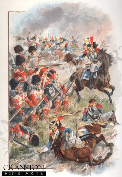 Square of the 42nd Charged by French Cuirassiers at Quatrebras by Harry Payne.