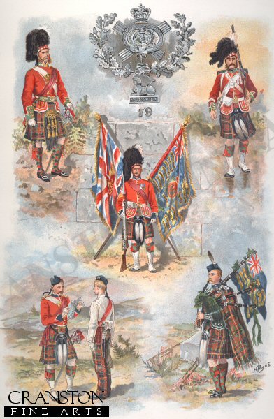 Badge and colours of the Cameron Highlanders by Harry Payne.
