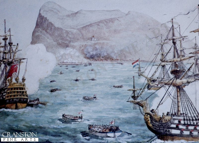 Fox's Marines (later 32nd Foot) Taking Gibraltar, July 31st 1704 by Richard Simkin.