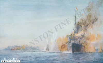 Carmania Engages Cap Trafalgar by W L Wyllie.