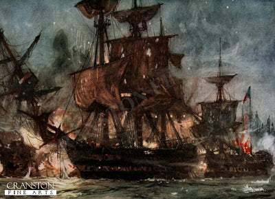 The Majestic at the Battle of the Nile 1798 by Charles Dixon. [Postcard]