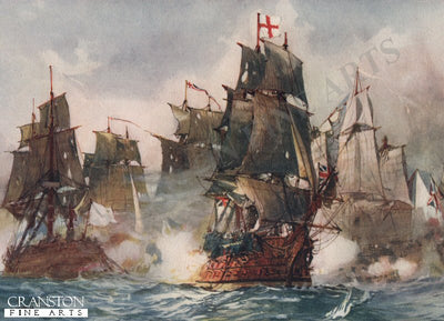 Rodney&#39;s Formidable Breaking the Line 1782 by Charles Dixon. [Postcard]