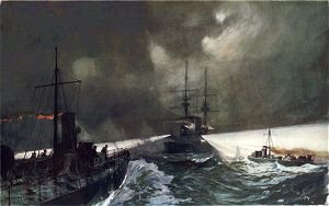 Torpedo Boats in Action at the Naval Manoeuvres by Charles Dixon. [print]