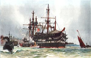 The Old Implacable (Duguay Trouin) at Devonport 1901 by Charles Dixon. [print]