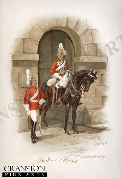 The Guard at Whitehall - 2nd Life Guards 1890 by Harry Payne and Arthur Payne [Antique]