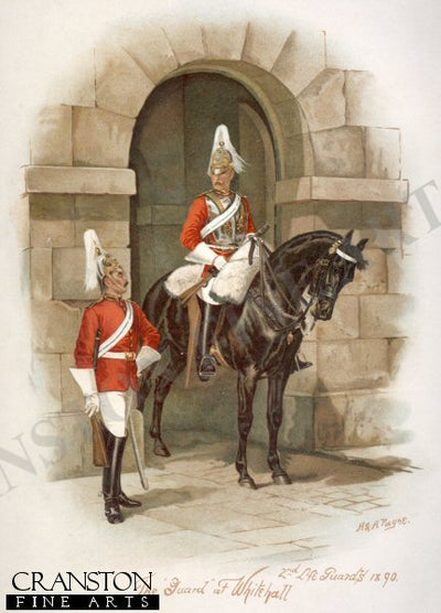 The Guard at Whitehall - 2nd Life Guards 1890 by Harry Payne and Arthur Payne. [Postcard]