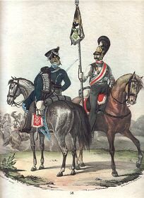 8tes Husaren regiment (Unterofficier) / 4tes Curassier Regiment (Standartentrager) artist possibly L Elsholz, Carl Rechlin or J Schutlz [Antique]