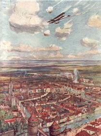 Lieutenant Rhodes-Moorhouse Flying Over Courtrai to Bomb the Railway  by Allan Stewart.