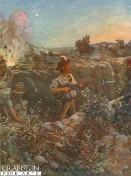 Second Lieutenant Throssell Holding Part of a Captured Turkish Trench Against the Enemy&#39;s Counter-Attacks by Allan Stewart. [Antique]