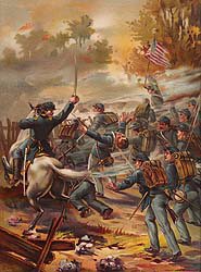 US Army Colonel and Privates of Infantry Volunteers 1864 by Werner [Antique]
