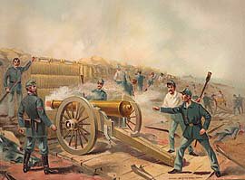 US Army Siege and Barbette Guns, Fort Haskell 1865 by Werner [Antique]
