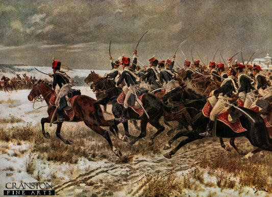 The Charge of the 10th Hussars at Beneventi by William Barnes Wollen. [Postcard]