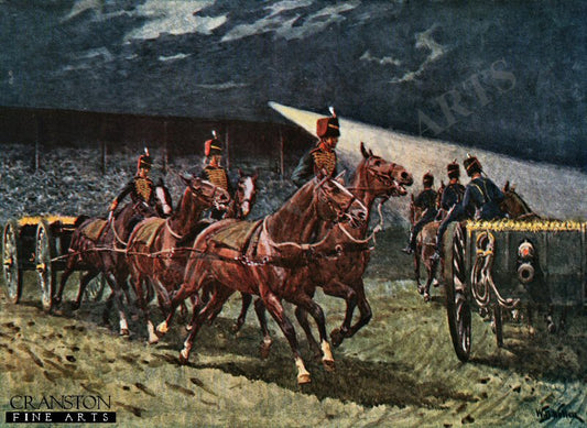 The Royal Horse Artillery Drive at the Searchlight Tattoo by William Barnes Wollen. [Postcard]