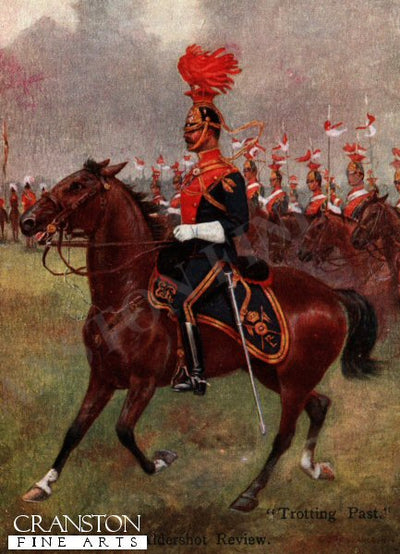 &#34;Trotting Past&#34;, 12th Lancers, Aldershot Review by George Derville Rowlandson. [Postcard]