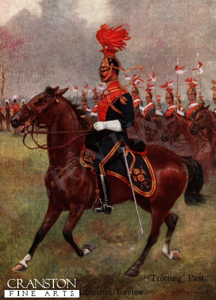 &#34;Trotting Past&#34;, 12th Lancers, Aldershot Review by George Derville Rowlandson. [Postcard]