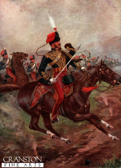 11th Hussars at Balaclava by George Derville Rowlandson. [Postcard]