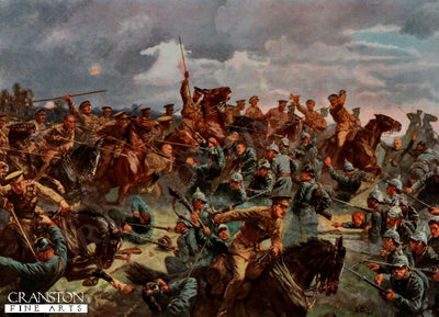 Charge of the 21st Lancers at Givenchy by John Charlton. [Postcard]