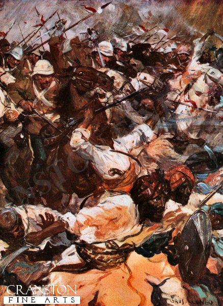Charge of the Lancers at Kandahar by Cyrus Cuneo. [Postcard]