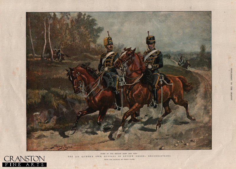 The 4th (Queen&#39;s Own) Hussars in Review Order : Reconnoitring by Harry Payne. [Antique]