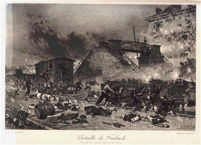 Bataille de Forbach (Episode de la gare de Styring 6 Aout 1870) by Alphonse de Neuville [Antique]