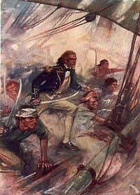 Nelson Boarding the San Josef at the Battle of St Vincent, February 14th 1797 by E S Hodgson. [Antique]