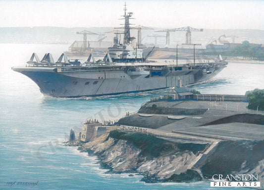 HMS Centaur Departing Devonport by Ivan Berryman [Postcard]