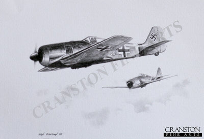 Willi Reschke&#39;s Fw190A8 of III./JG301 during October 1944 by Ivan Berryman. [Original Drawing]