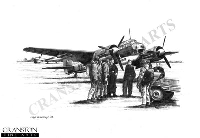 Ju88A-4 and Crew by Ivan Berryman. [Original Drawing]