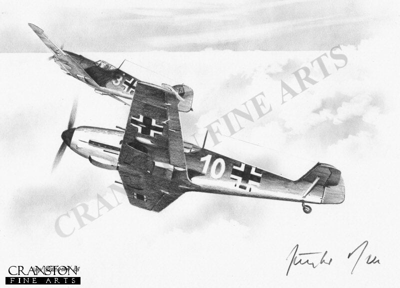 Bf109Es of JG52 by Ivan Berryman. [Original Drawing]