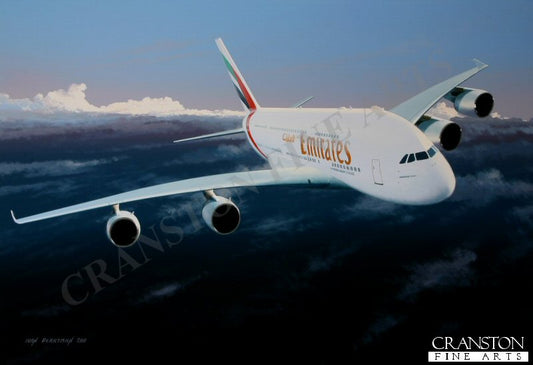 Emirates Airbus A380 by Ivan Berryman. [Original Painting]