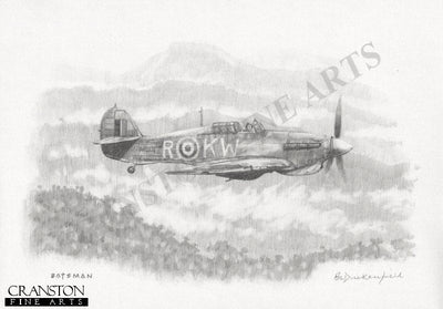 No.615 Sqn Hurricane over Burma by Brian Bateman. [Original Drawing]