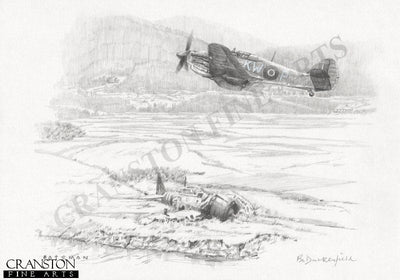 Burma - Arrival of 615 Squadron by Brian Bateman. [Original Drawing]