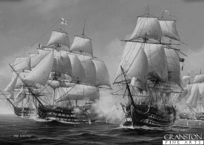 HMS Royal Sovereign at the Battle of Trafalgar by Ivan Berryman. (B) [print]