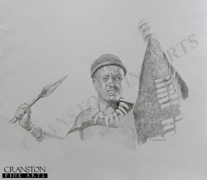 Zulu Warrior at Rorkes Drift by Chris Collingwood. [Original Drawing]