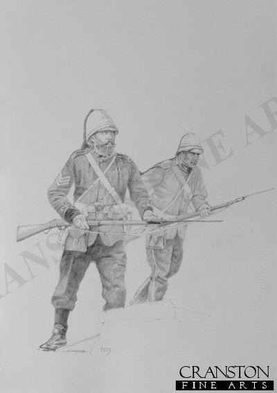 To the Meallie Bags, Rorkes Drift by Chris Collingwood. [Original Drawing]